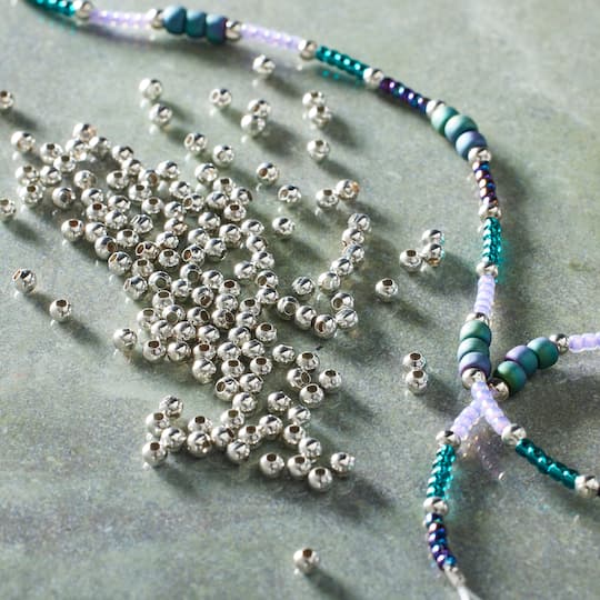 12 Packs: 200 ct. (2,400 total) Premium Metals 3mm Rhodium Spacer Beads by Bead Landing™